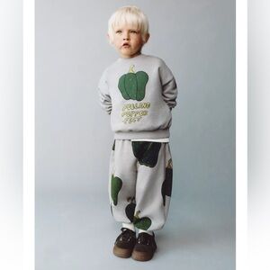 NEW Zara Pepper Printed Jogging Sweatshirt & Jogger Set